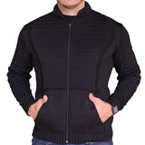 Cardigan Masculino em Tricot com Zíper Frontal e Bolsos