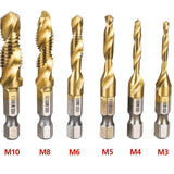Kit 6 Brocas de Aço Titanium 2 em 1 - Fura e cria Rosca