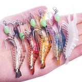 Kit com 5 Iscas de Camarões Artificiais Para Pesca