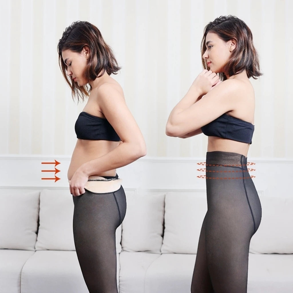 Meia-Calça Feminina Lã Grossa 220g Térmica Translúcida