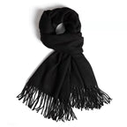 Cachecol Feminino com Franjas em Pashmina Liso