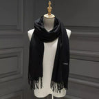 Cachecol Pashmina Masculino 250g Liso com Franjas