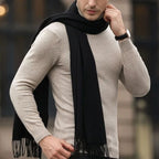 Cachecol Pashmina Masculino 250g Liso com Franjas