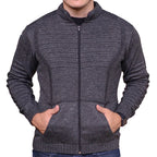 Cardigan Masculino em Tricot com Zíper Frontal e Bolsos