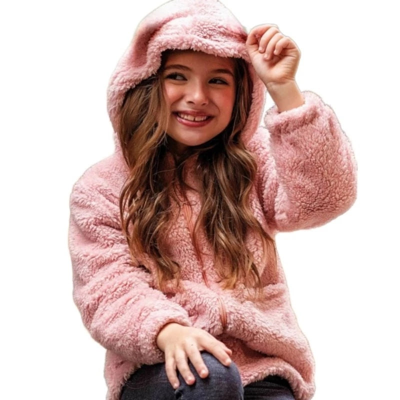 Casaco Infantil Unissex com Capuz e Forro de Pelinho para Inverno