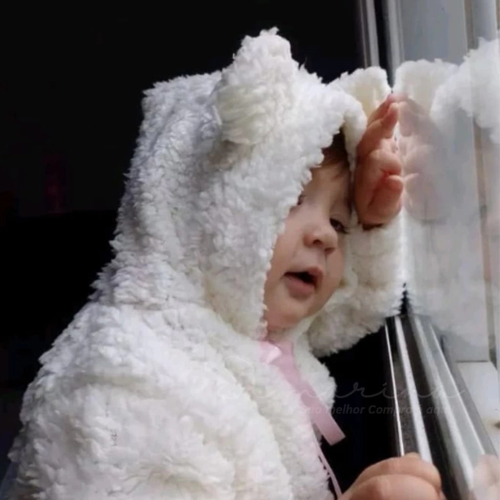 Casaco Infantil de Inverno Peluciado com Design de Carneiro