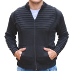 Casaco Masculino de Lã Tricot com Zíper e Bolsos