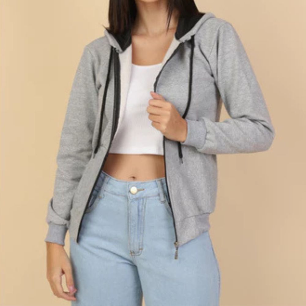 Casaco Moletom Feminino com Capuz e Zíper