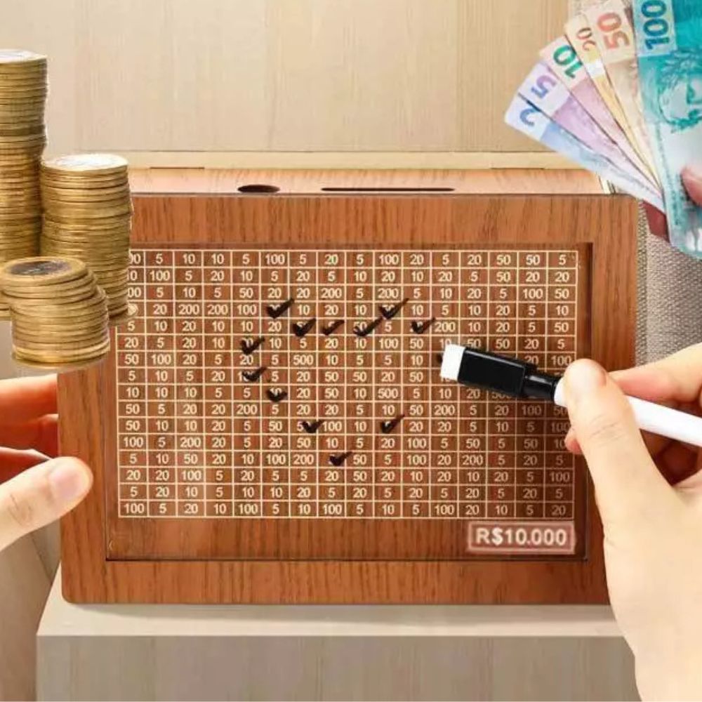 Cofre Caixa Desafio 10mil de Madeira Método Japonês