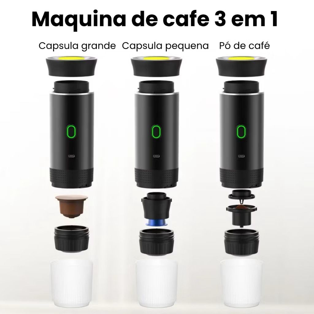3 Em 1 Mini Máquina De Café Expresso Elétrica Portátil Sem Fio Para Carro E Casa Acampamento Viagem Cápsula Cafeteira