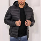 Jaqueta Puffer Masculina de Frio Intenso Impermeável com Capuz Removível