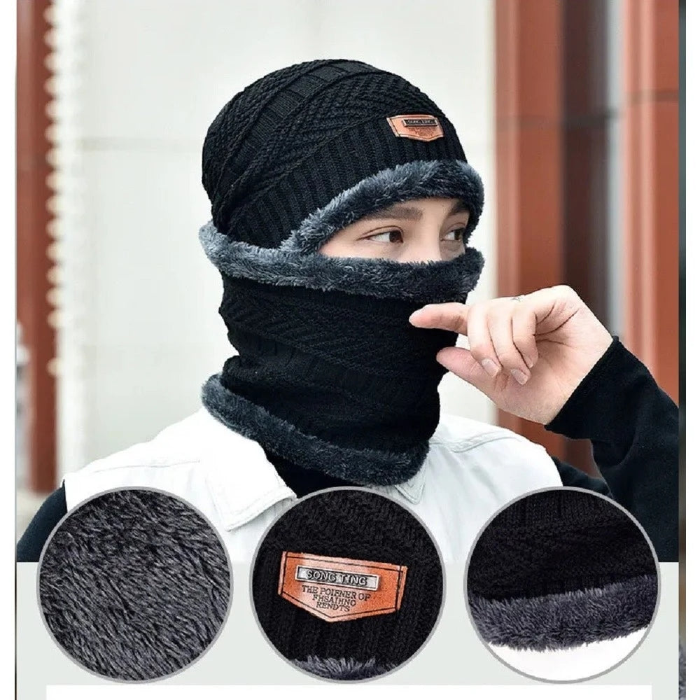 Kit Inverno Unissex Touca de Frio com Gola Forrada e Luva