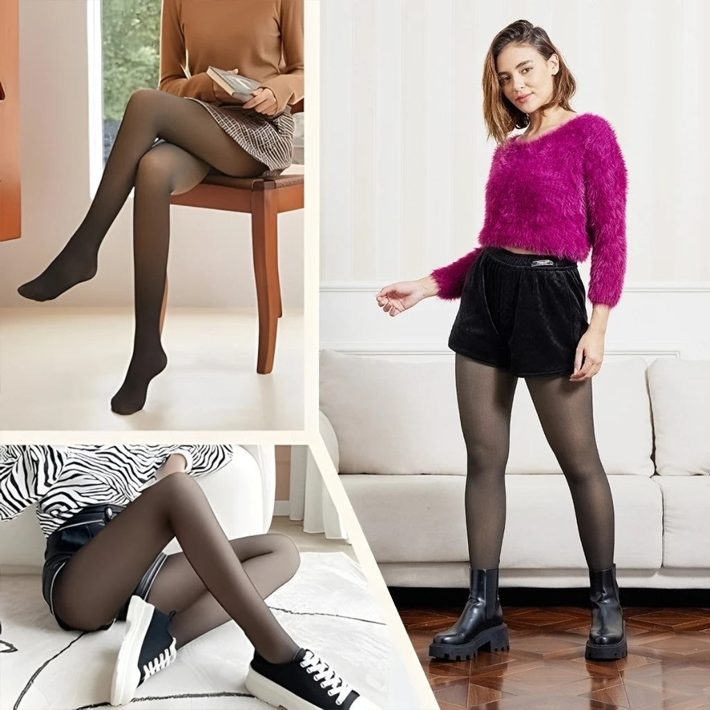 Meia-Calça Feminina Lã Grossa 220g Térmica Translúcida
