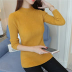 Suéter Feminino Slim Canelado de Gola Alta - CozyElegance