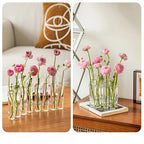 Vaso Ajustável de Vidro Transparente para Decoração