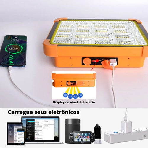 1000w Refletor Solar LED Recarregável Iluminação de emergência Acampamento ao ar livre Luz Portátil